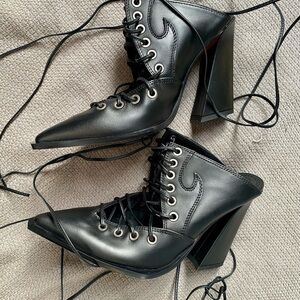 Sonora Vero Cuoio - Black Leather Lace-Up Women's Heels